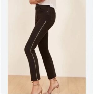 Reformation Helix Zipper Leg High Waisted Jeans Slim Denim Black 30